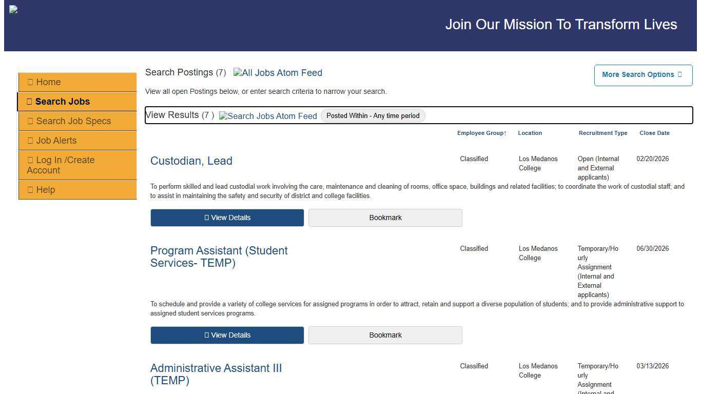 Contra Costa Community College District Employment Site Search Jobs